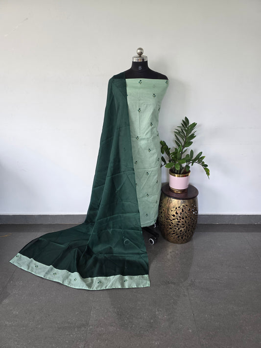 Mul embroidery cotton top with kota shawl- 1