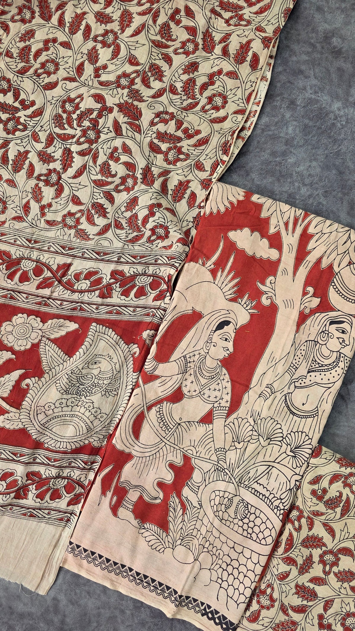Handcrafted kalamkari cotton set (3 pc)-AK575