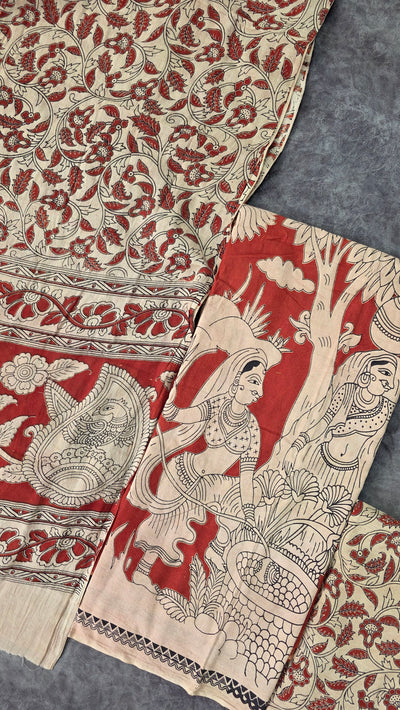 Handcrafted kalamkari cotton set (3 pc)-AK575