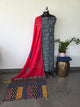 Handcrafted ajrakh cotton top with applique cotton shawl - BAA56