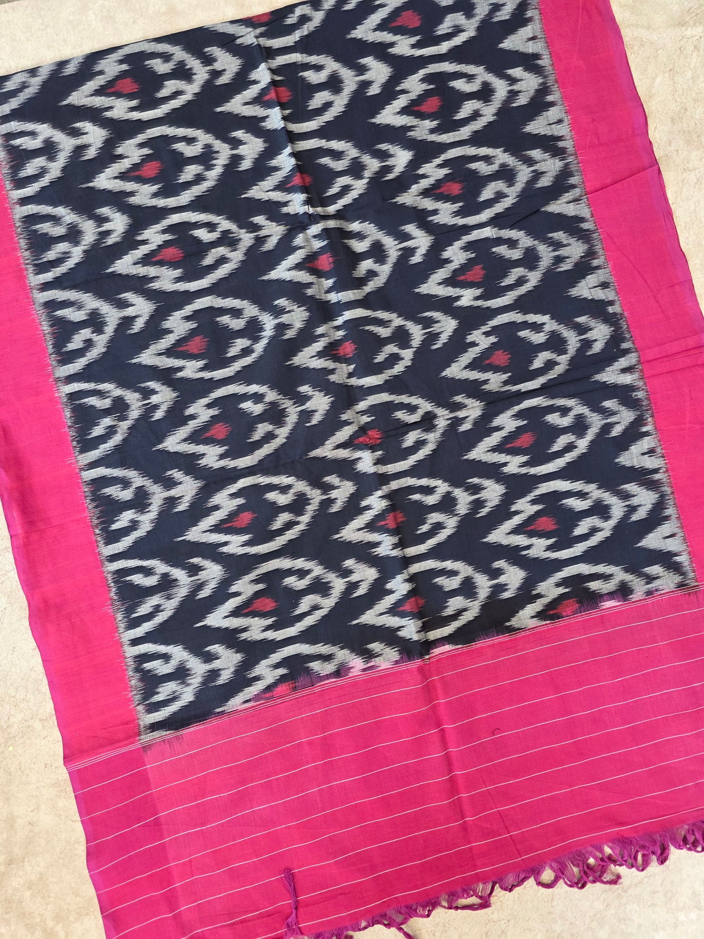 Handloom  mercerised weft ikkat duppatta  - KK134