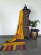 Handcrafted ajrakh cotton set with kantha applique mirror  cotton shawl(Black) - BAA99