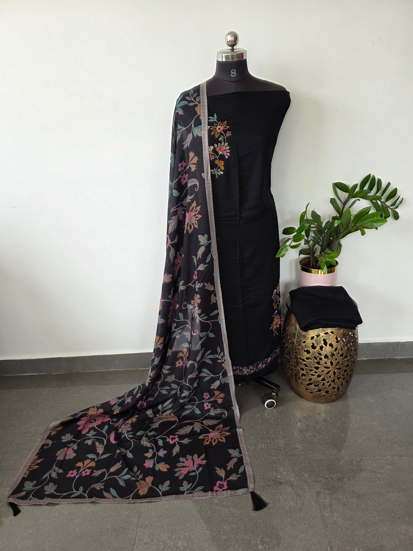 Premium linen cotton with embroidery work - CLA365