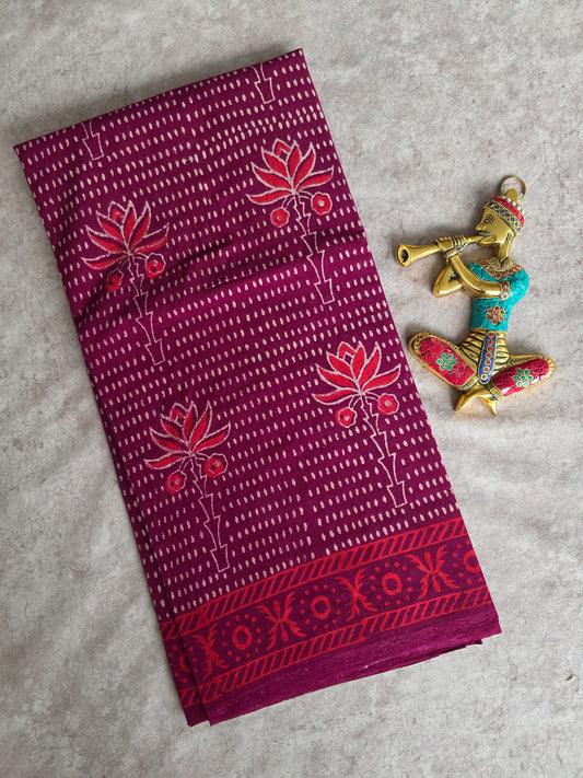Handblock Jaipuri pure cotton saree - JA548