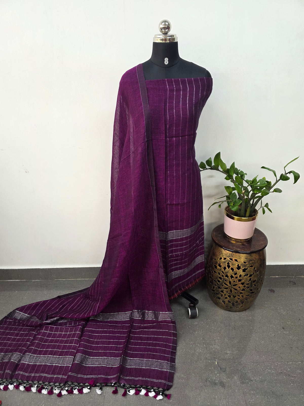 Premium checked handloom linen jamdhani set -JMM521