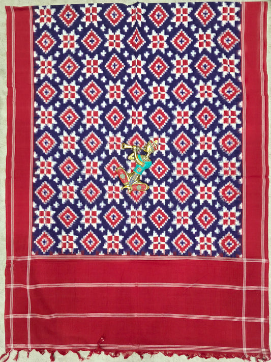 Handloom Telia rumal Double ikkat dupatta-NV554