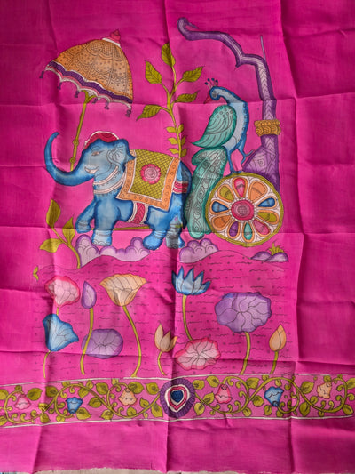 Handcrafted Penkalamkari bangalore silk set - KH206