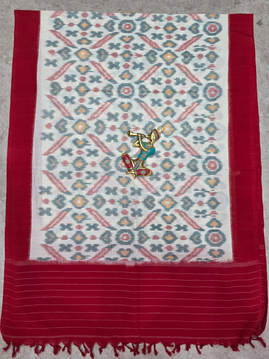 Handloom  mercerised weft ikkat duppatta  - NV446