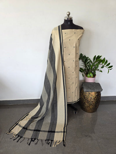 Prewashed South cotton set with jacquard butta - HJ90