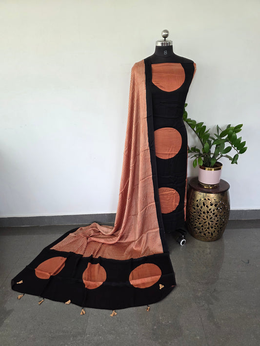 Handcrafted ajrakh modal silk set - HZ68