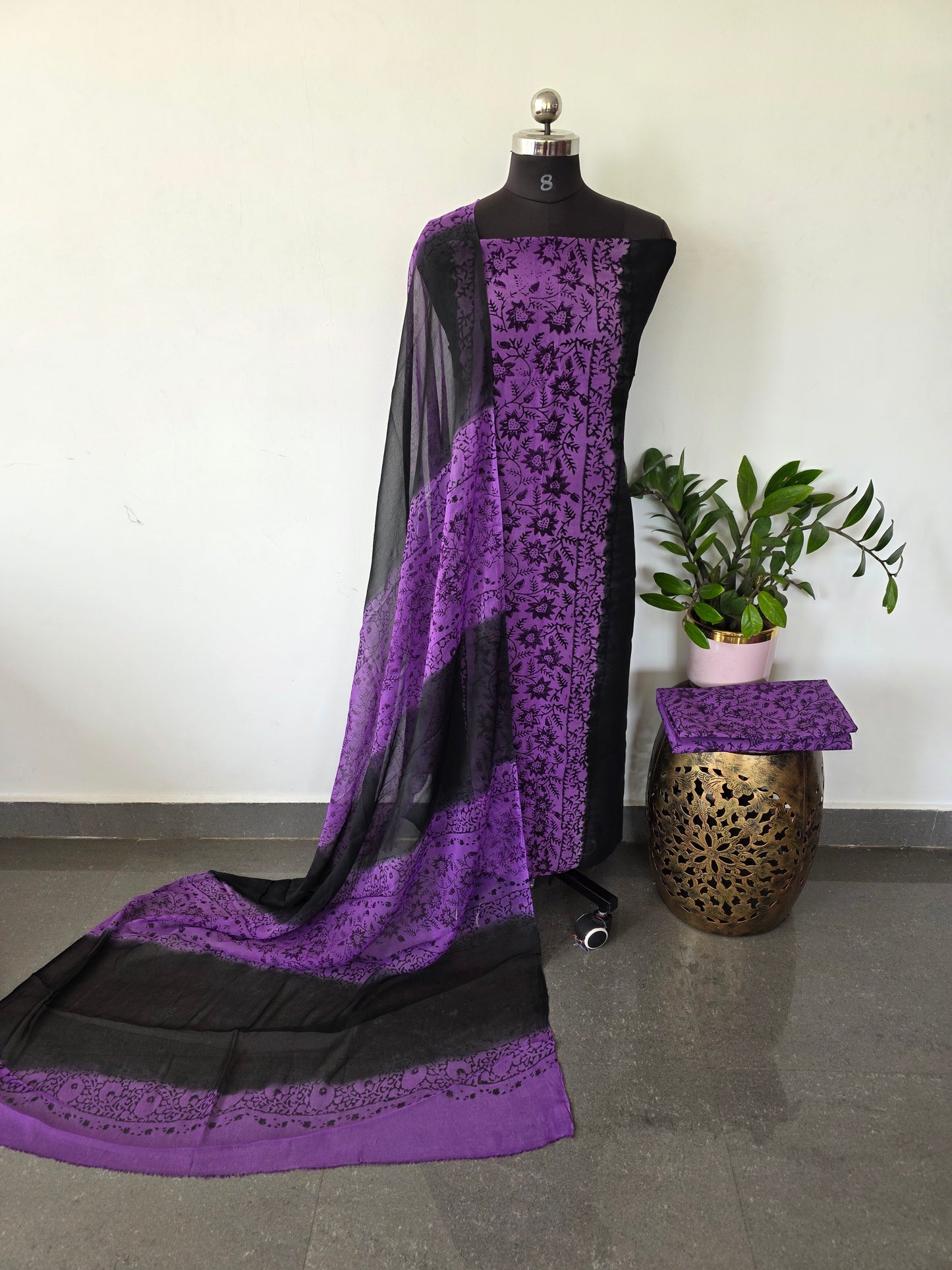 Handblock georgette salwar set - GE196