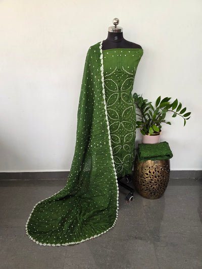 Handcrafted bandhani cotton set -B112