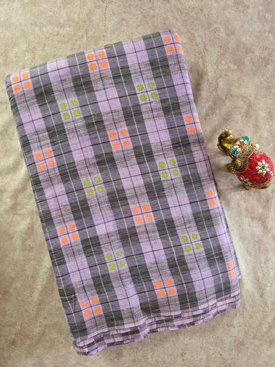 Checked dobby south cotton running material - HRM323