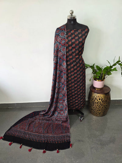 Handcrafted ajrakh modal silk set - HZ92