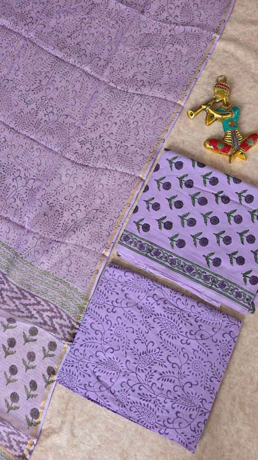 Handblock Jaipuri cotton with Kota shawl - JA763