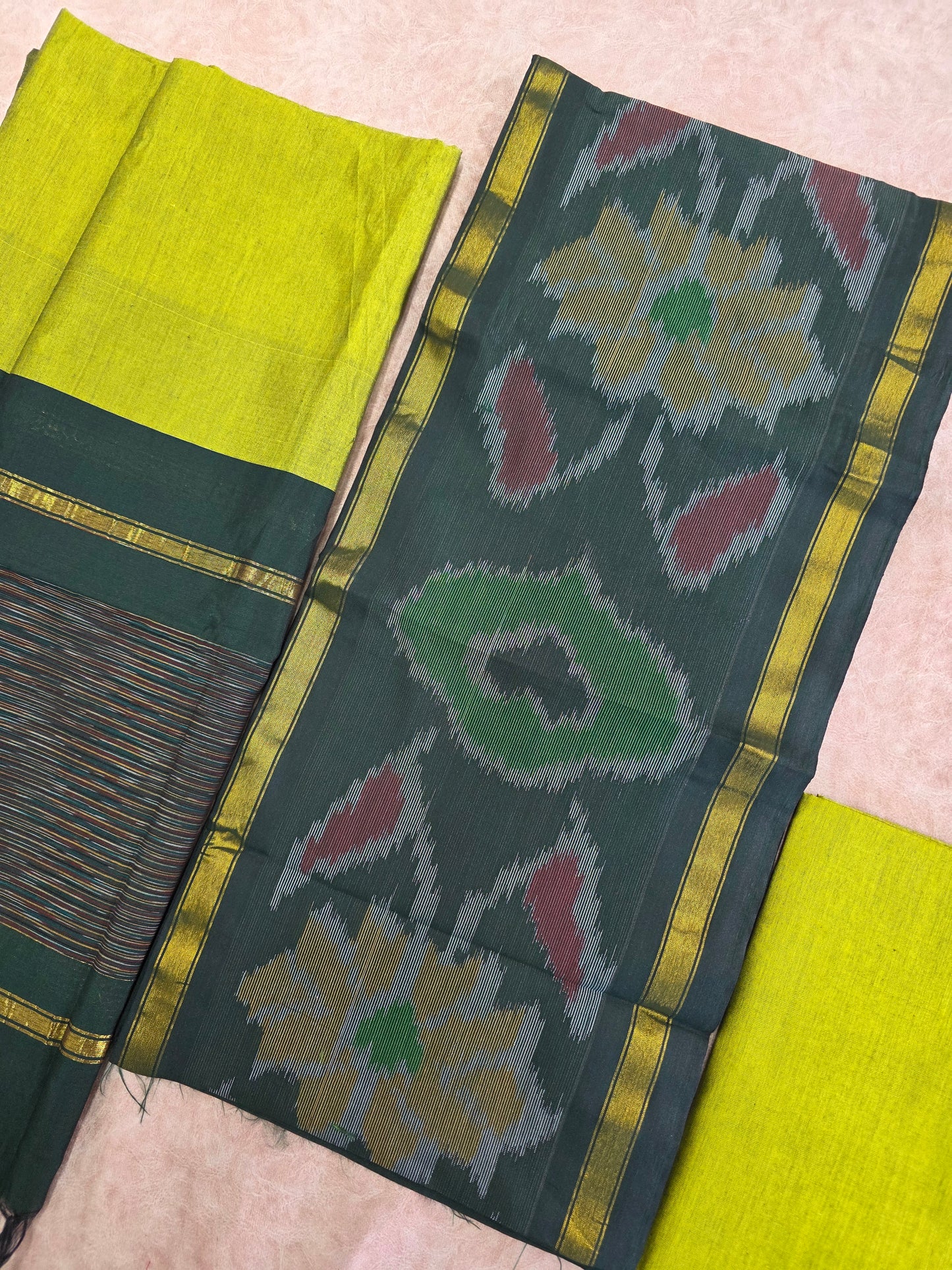Pochampally sico set with ikkat damn -SZ382