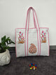 Handblock Jaipuri quilted cotton bag with zipper - QZ43