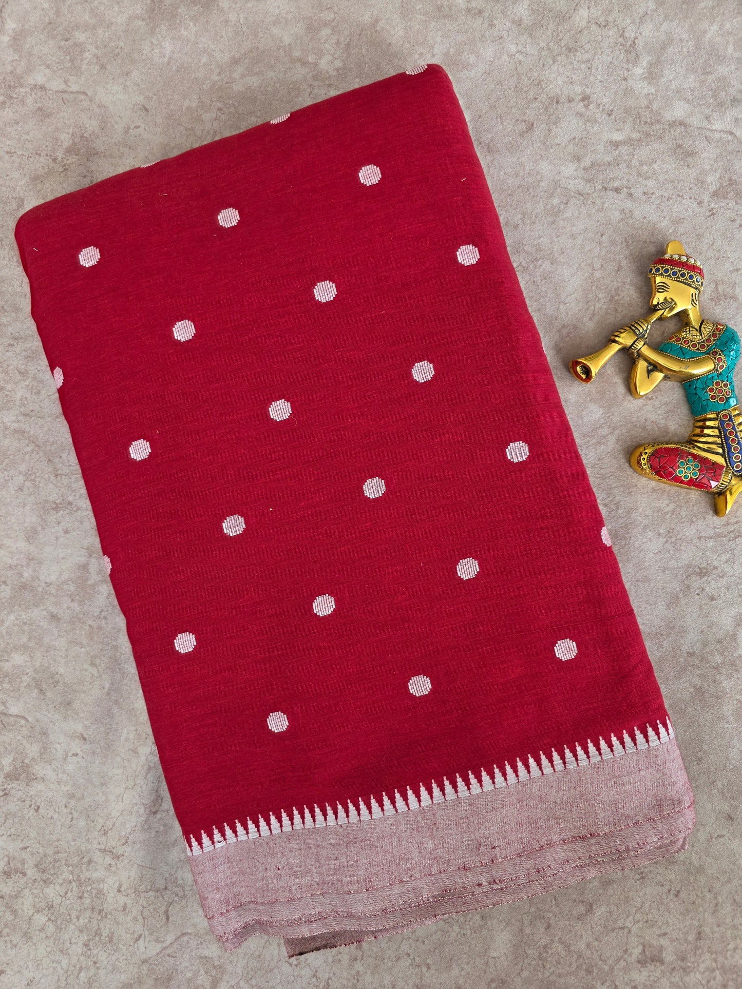 Prewashed Pure handloom cotton running material ( 0.5 mtrs ) - HRM114