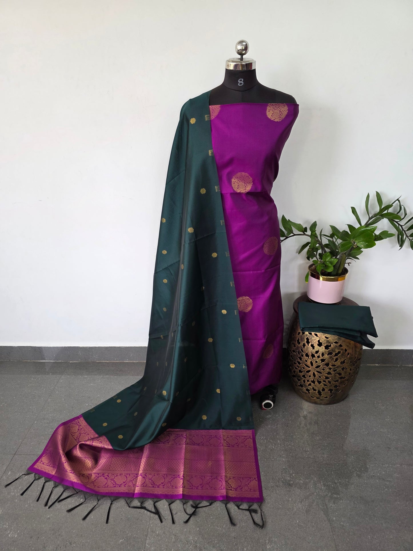 Semi kanchi jacquard butta borderless salwar set - SD2