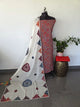 Handcrafted ajrakh cotton top with applique cotton shawl - BAA50