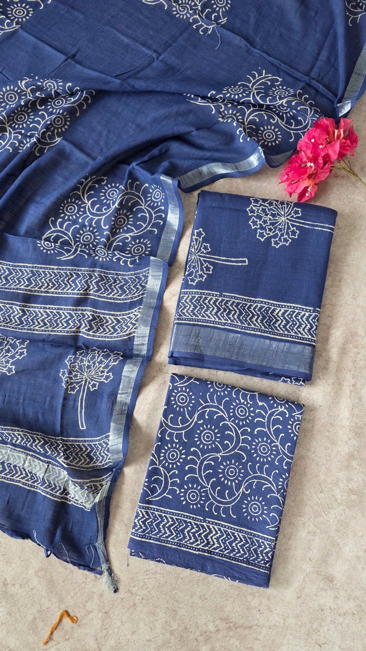 Handblock Jaipuri linen cotton set - JA752