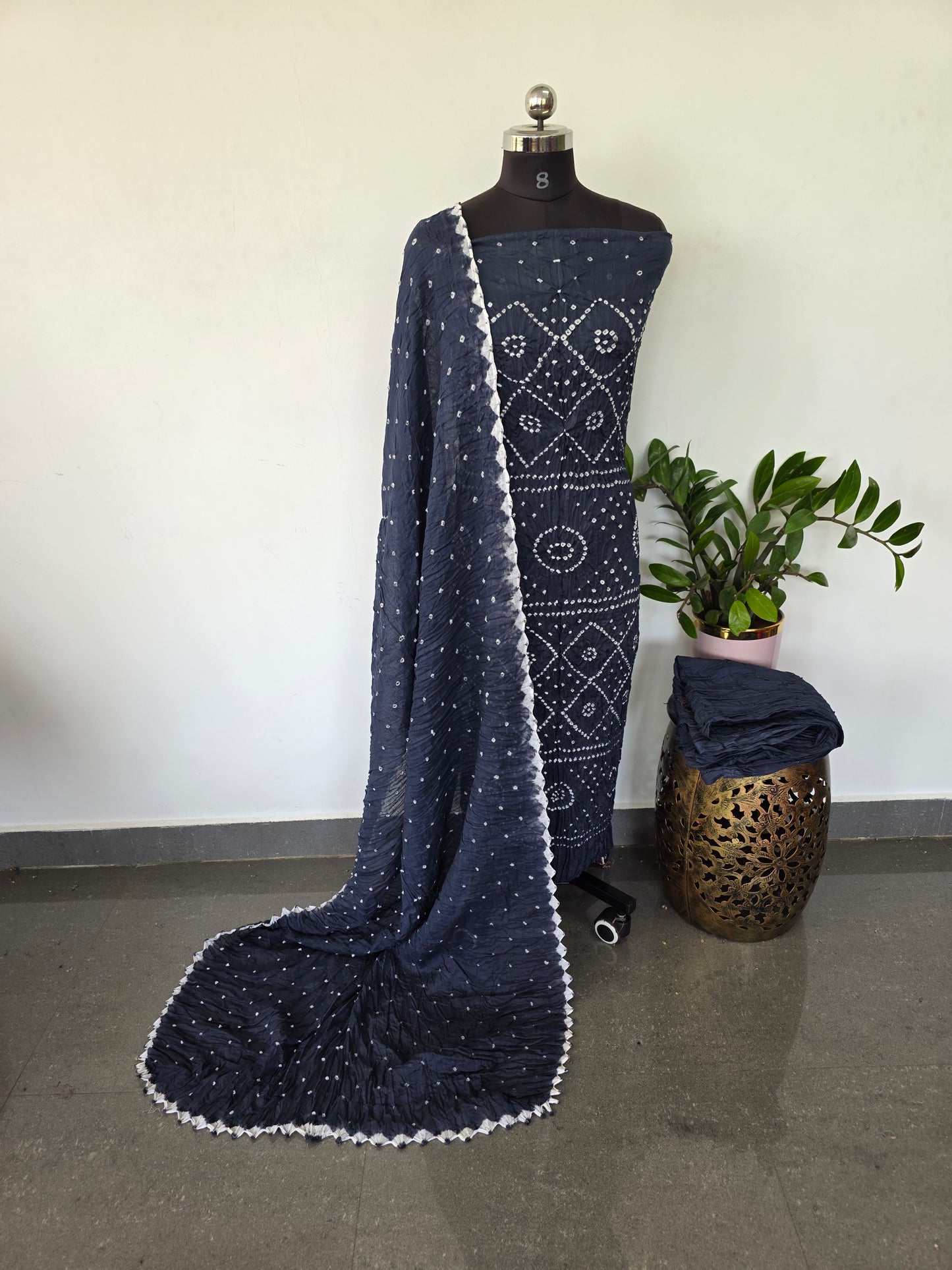 Handcrafted bandhani cotton set -B60