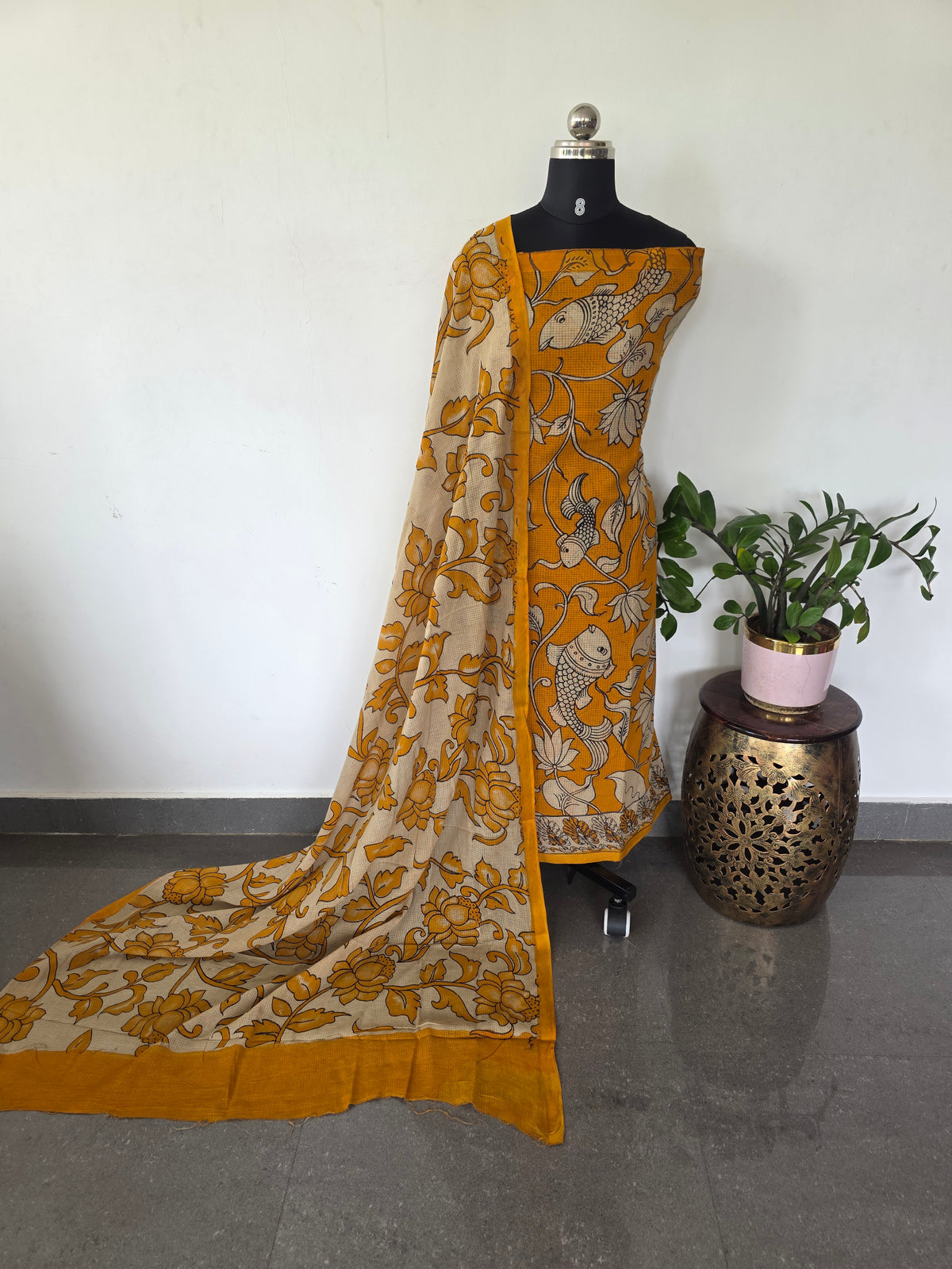 Handcrafted Kota kalamkari set (2 pc set )-AK477
