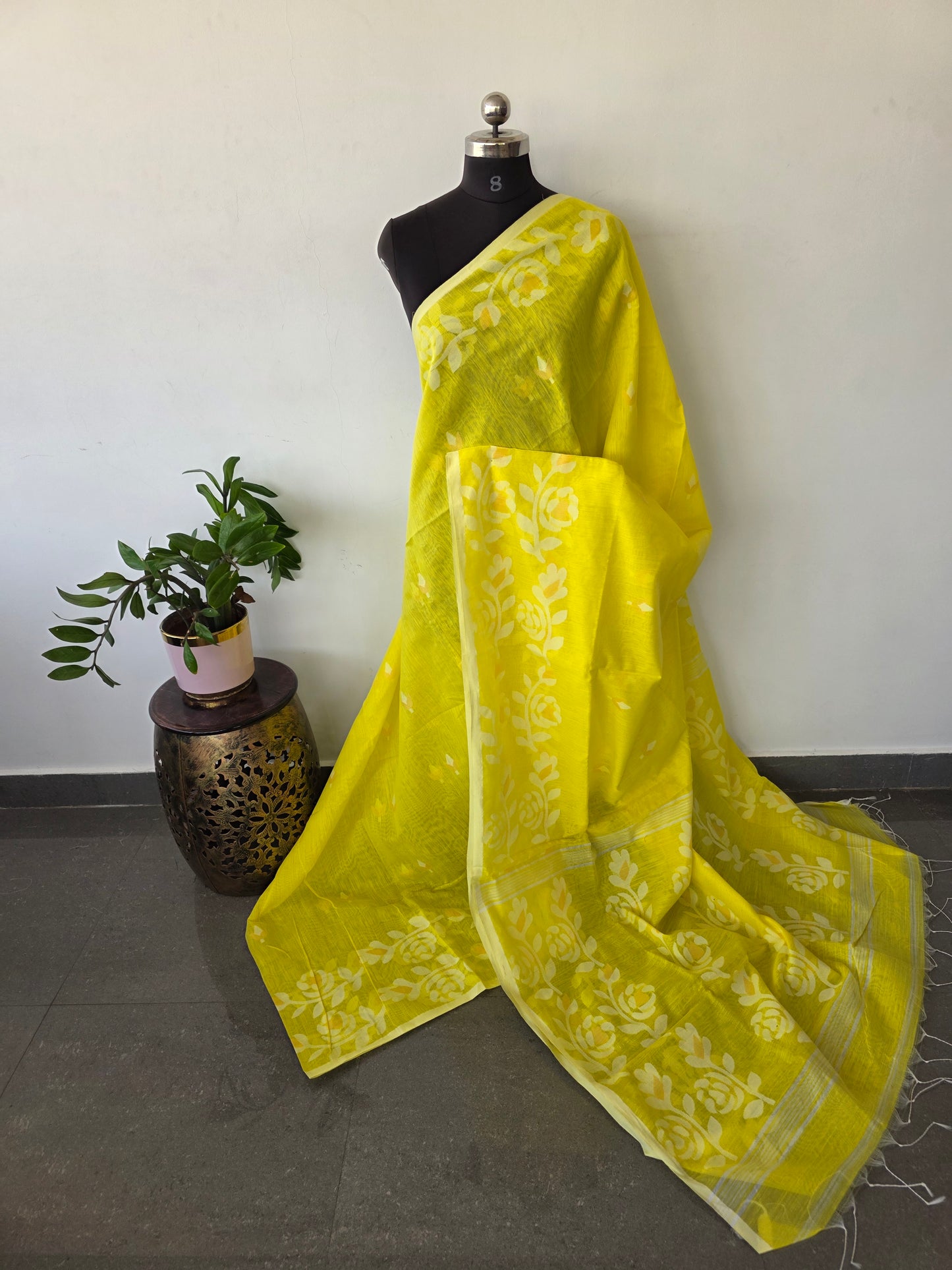 Silk cotton jamdhani saree  - BB473