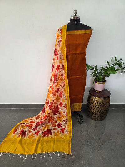 Handloom mangalagiri silk top with pure mangalagiri digital silk shawl - ML37