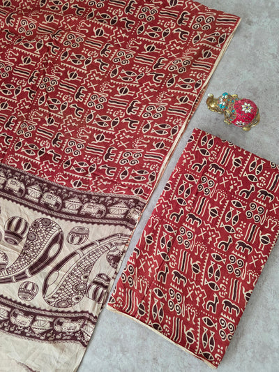 Pure Kalamkari Cotton Salwar Set (2.5 Metres) - Ak357