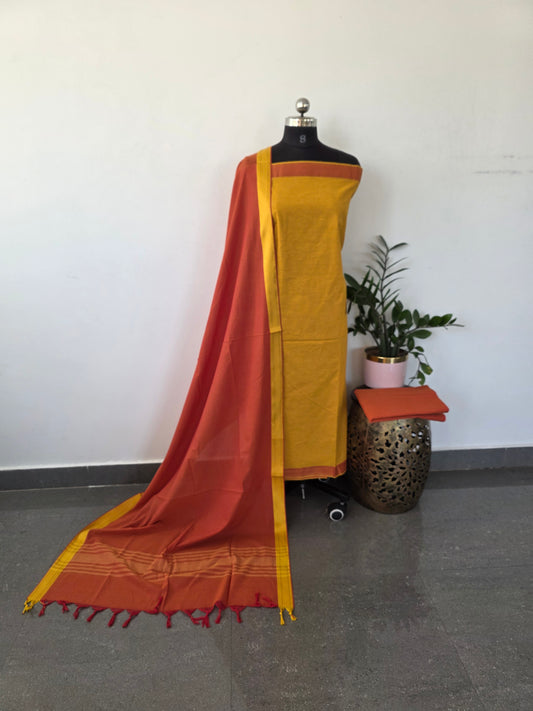 Handloom cotton with mangalagiri border - HH3