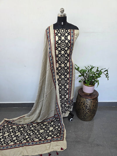 Handcrafted ajrakh modal silk set -HZ309