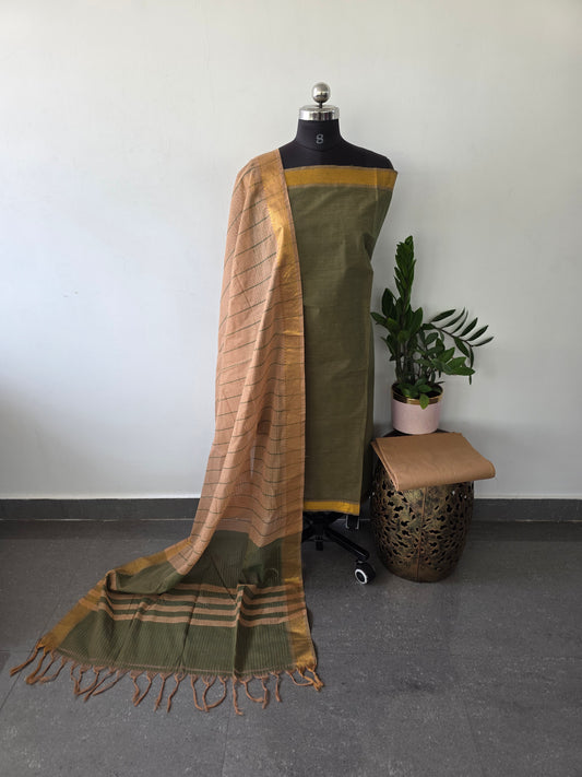 Handloom cotton with mangalagiri border salwar - MAA123
