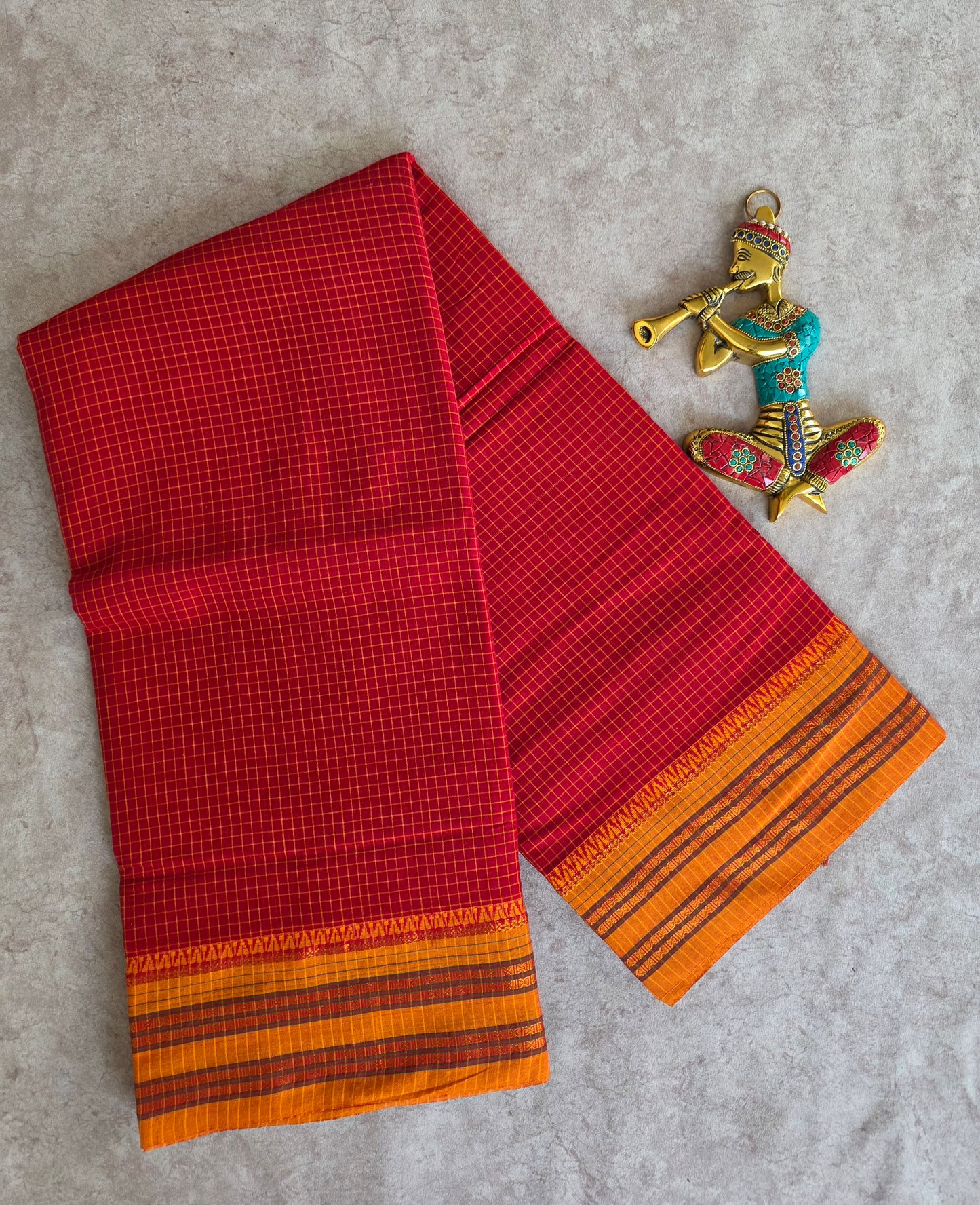 Mercerised checked narayanapet saree - NA194