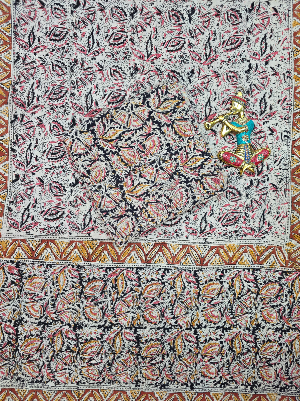 Handblock pure kalamkari cotton set (2 pc set) - AK522