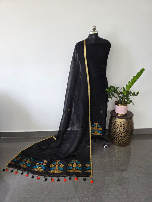 Premium handloom linen jamdhani set - JMM116