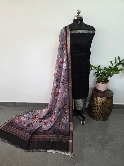 Handloom mangalagiri silk top with pure mangalagiri digital silk shawl - ML44