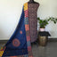 Handcrafted ajrakh cotton top with applique cotton shawl - BAA34