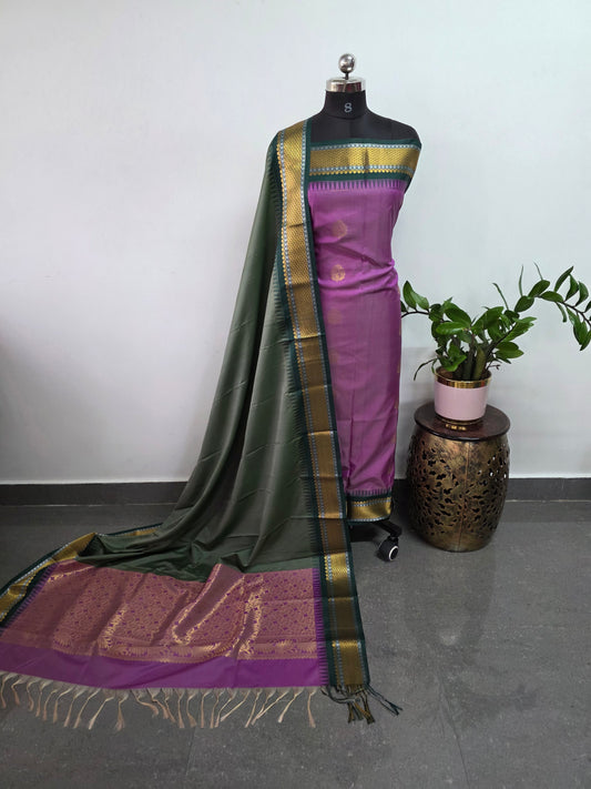 Gadwal border soft silk salwar set - GS13