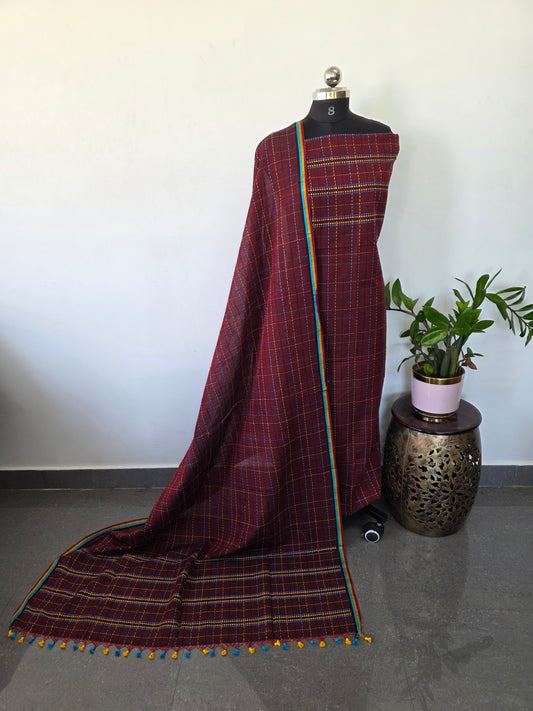 Checked kantha embroidery mul cotton salwar set - JMM251
