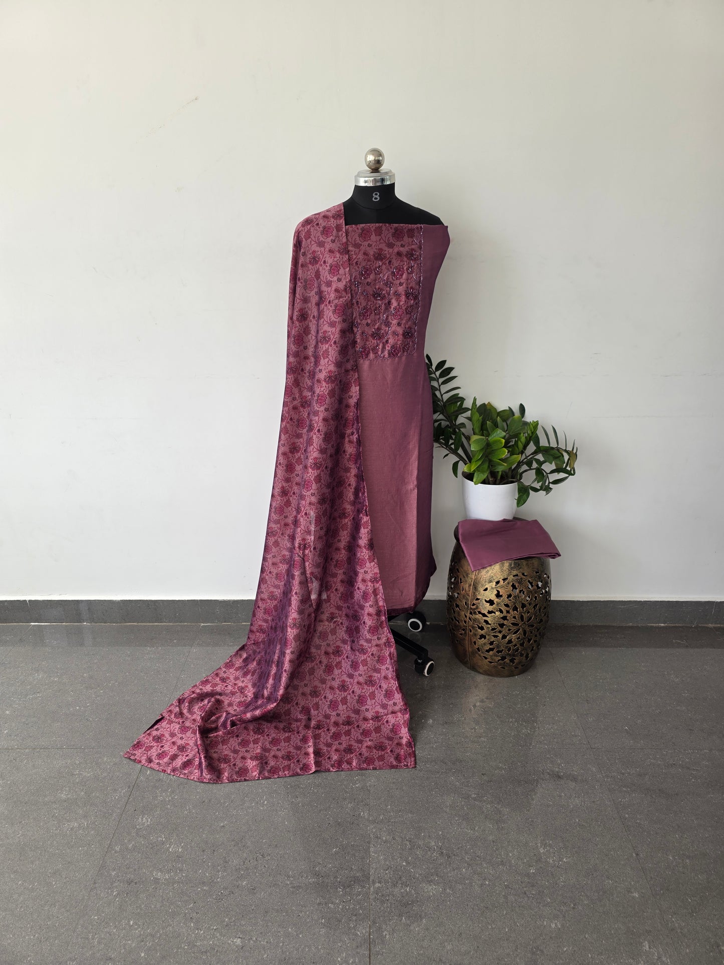 Premium embroidery vichitra silk set -DS130