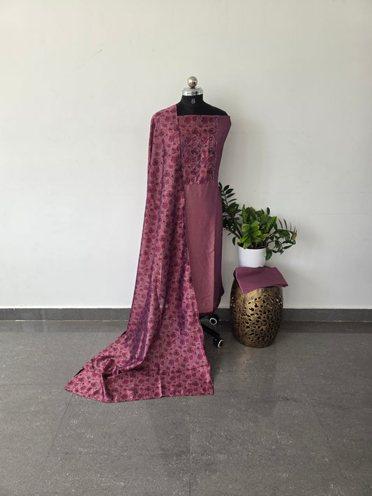 Premium embroidery vichitra silk set -DS130