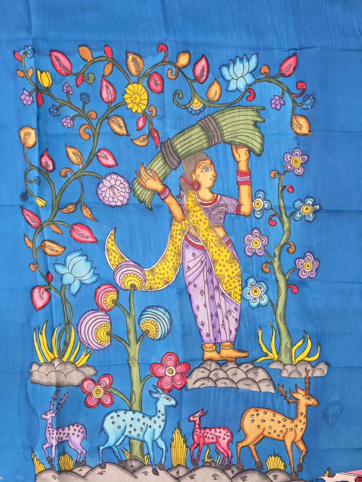 Kalahasthi Handcrafted Penkalamkari bangalore silk set -KH275