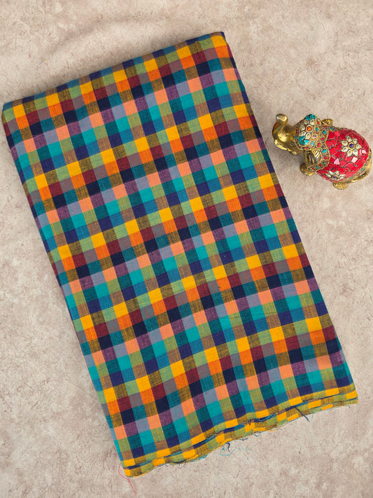 Madras kattam prewashed textured running material (1 mtr) - MD31 (1 inch* 1 inch)