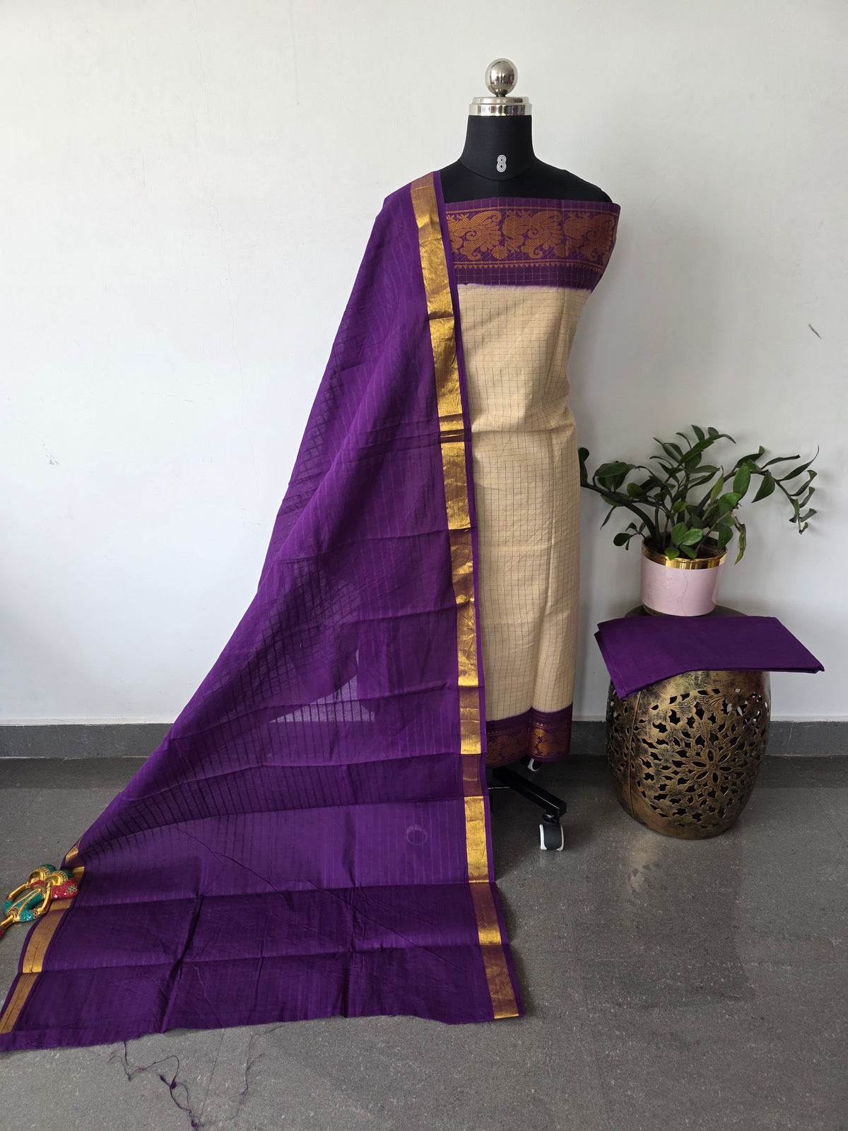 Madurai sungudi zari kattam salwar set -MS139