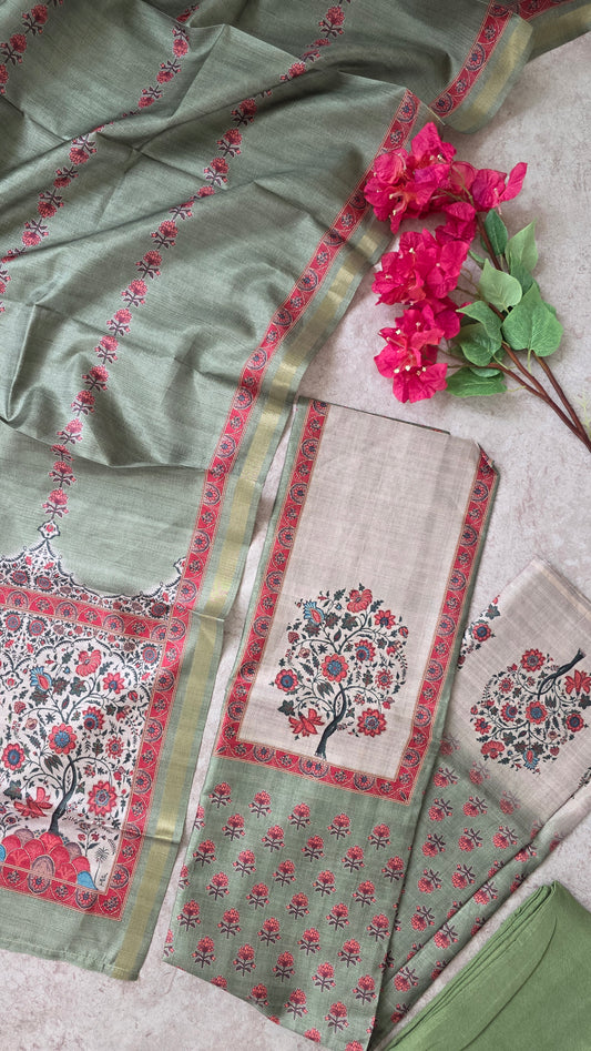 Premium semi tussar silk set - CT10