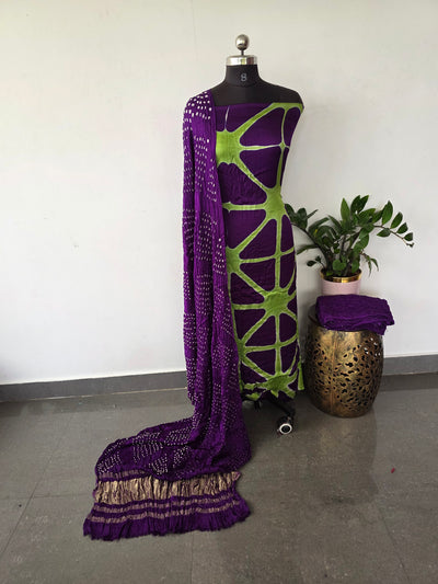 Handcrafted clap-dyed bandhani modal salwar set - BN95
