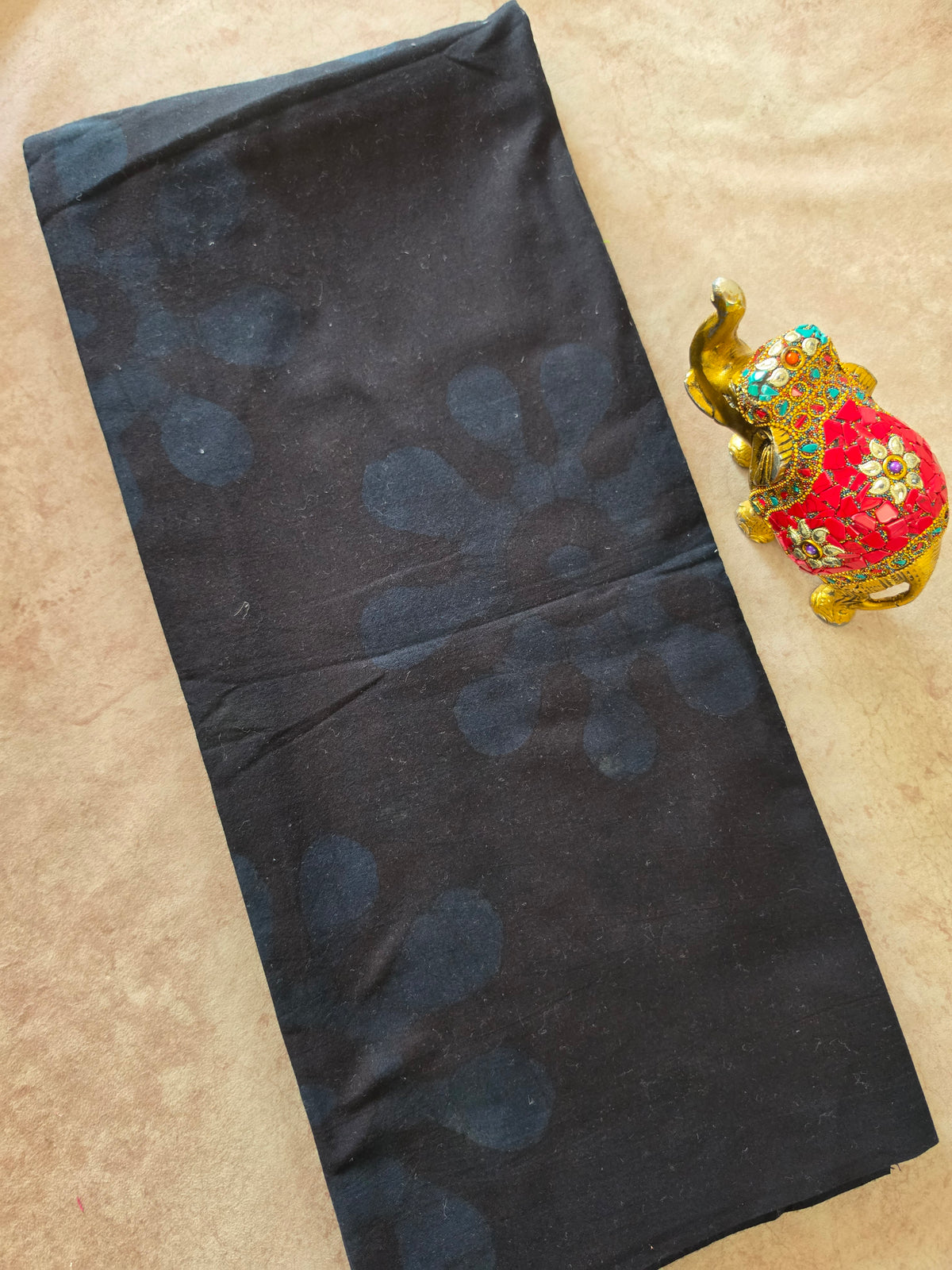 Handcrafted batik cotton running material -Black-HB185