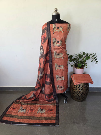 Pichwai semi tussar silk set-KM92