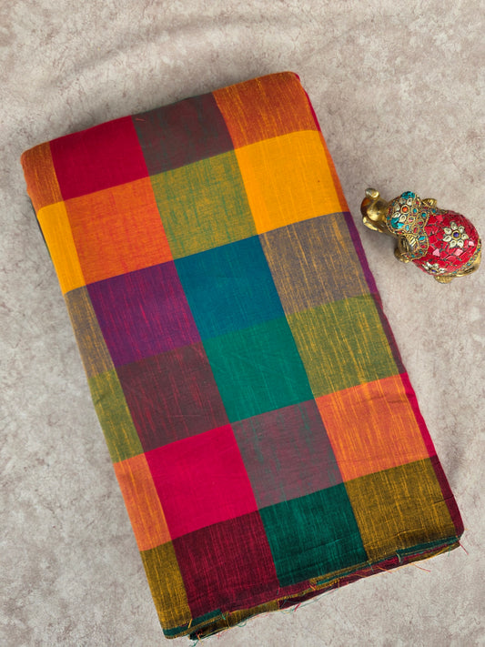 Madras kattam prewashed textured running material (1 mtr) - MD23 (4 inches*4 inches)